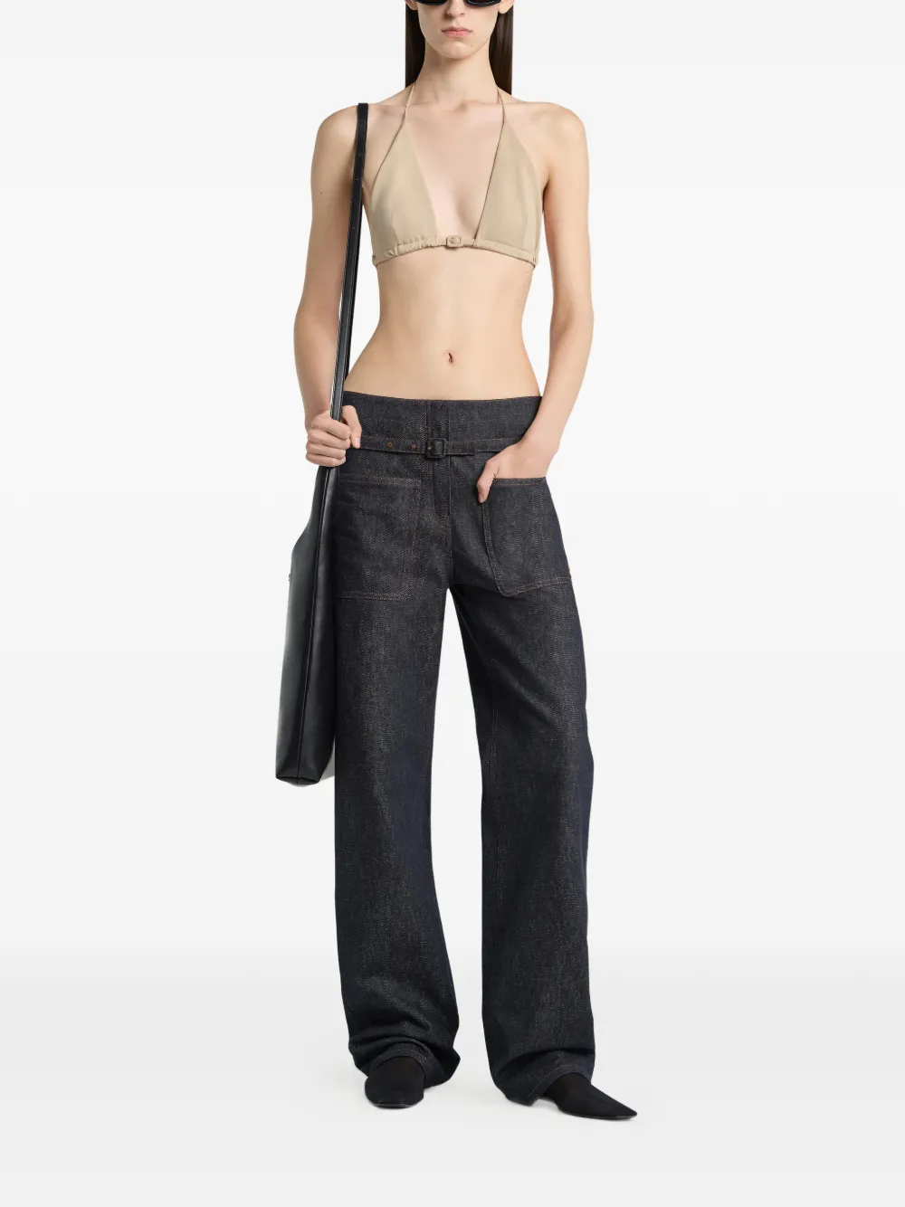 Courrèges Straight jeans met logodetail Blauw