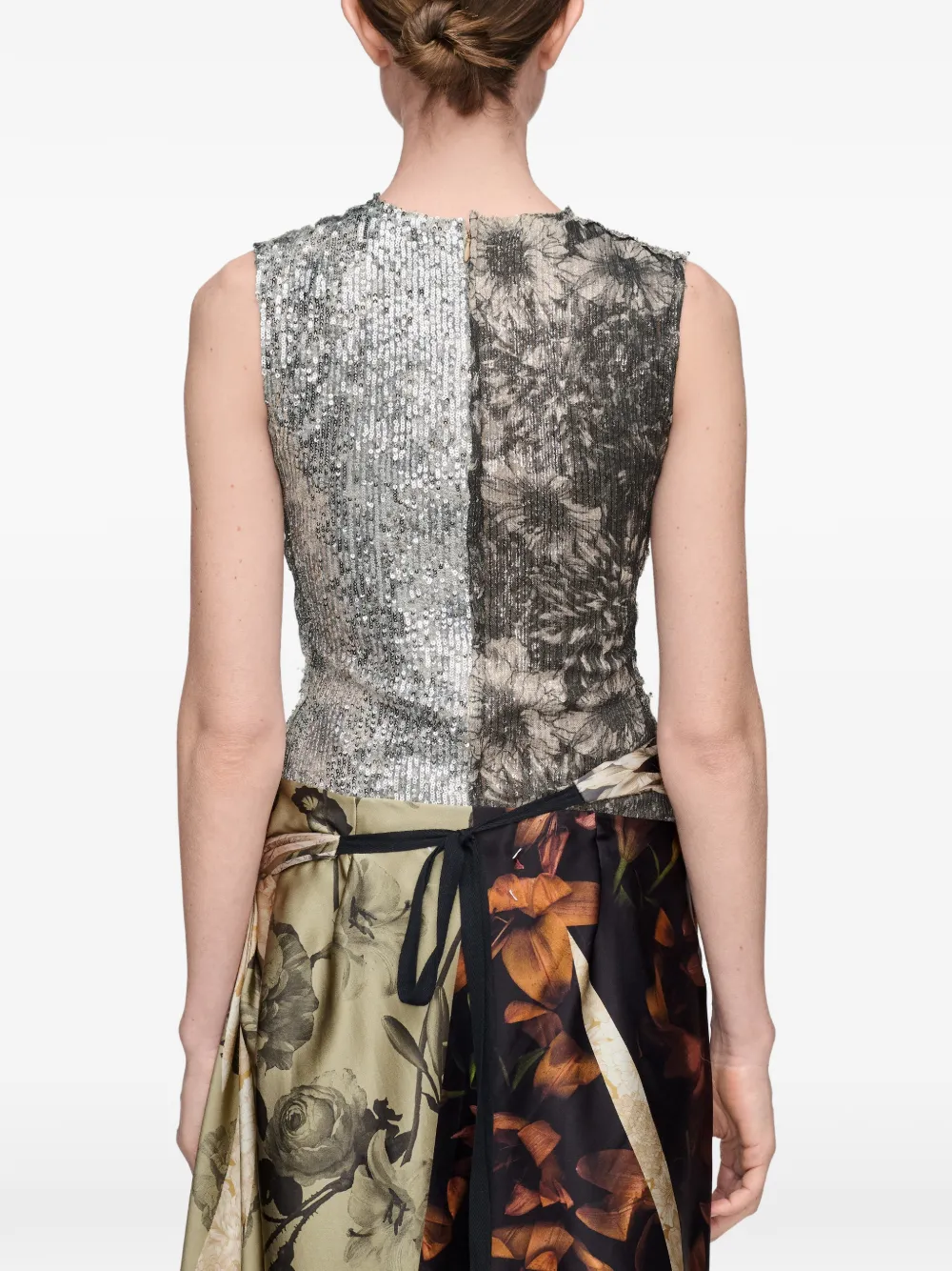 Maison Margiela Top met bloemen-print en pailletten Grijs