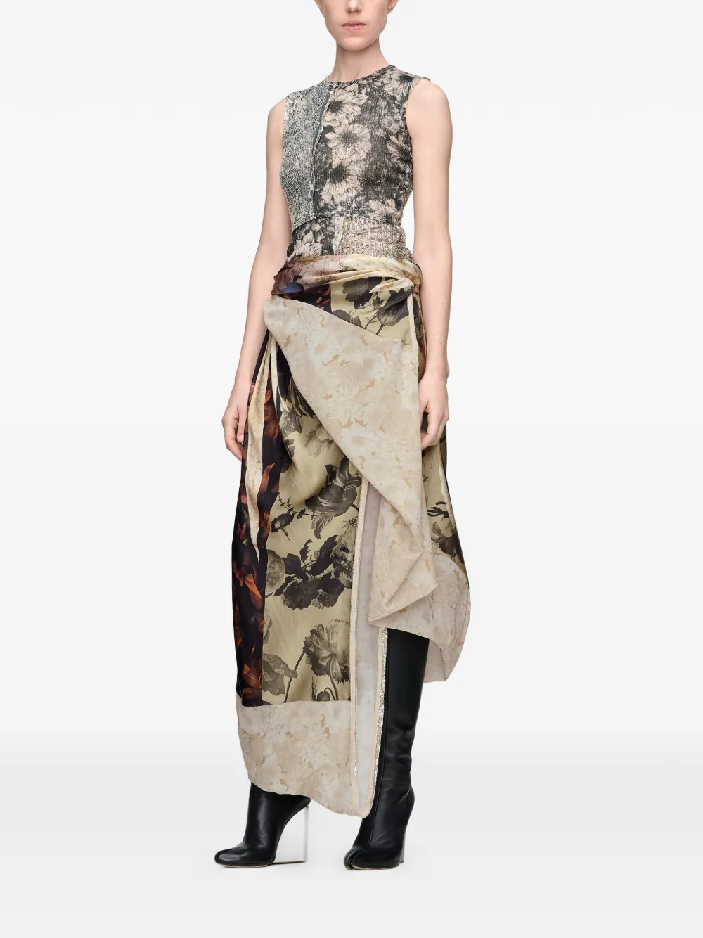 Maison Margiela Top met bloemen-print en pailletten Grijs
