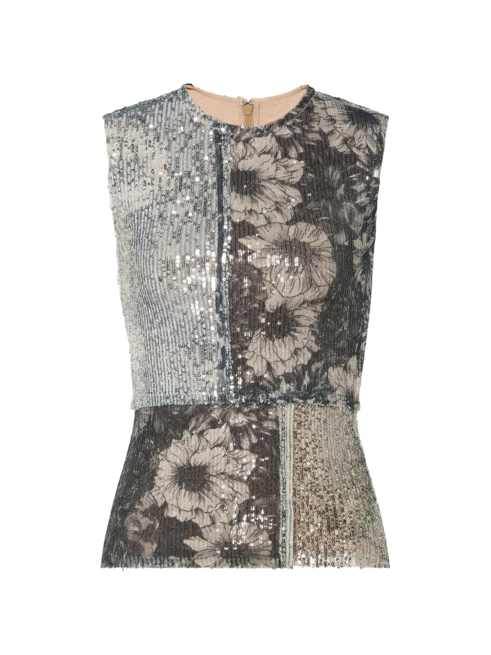 Maison Margiela Top a fiori con paillettes - Grigio
