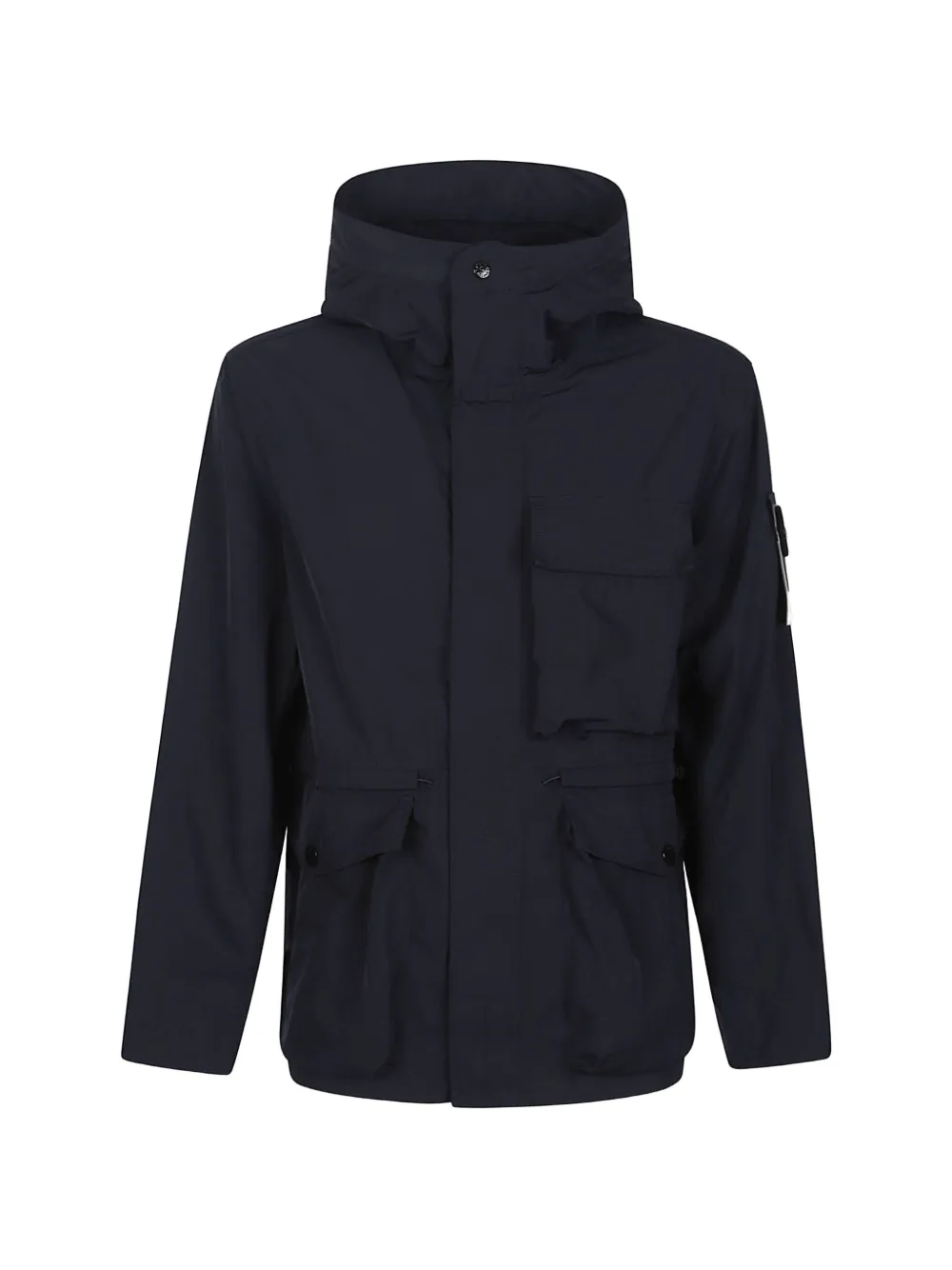 Stone Island logo-patch hooded jacket - Blu