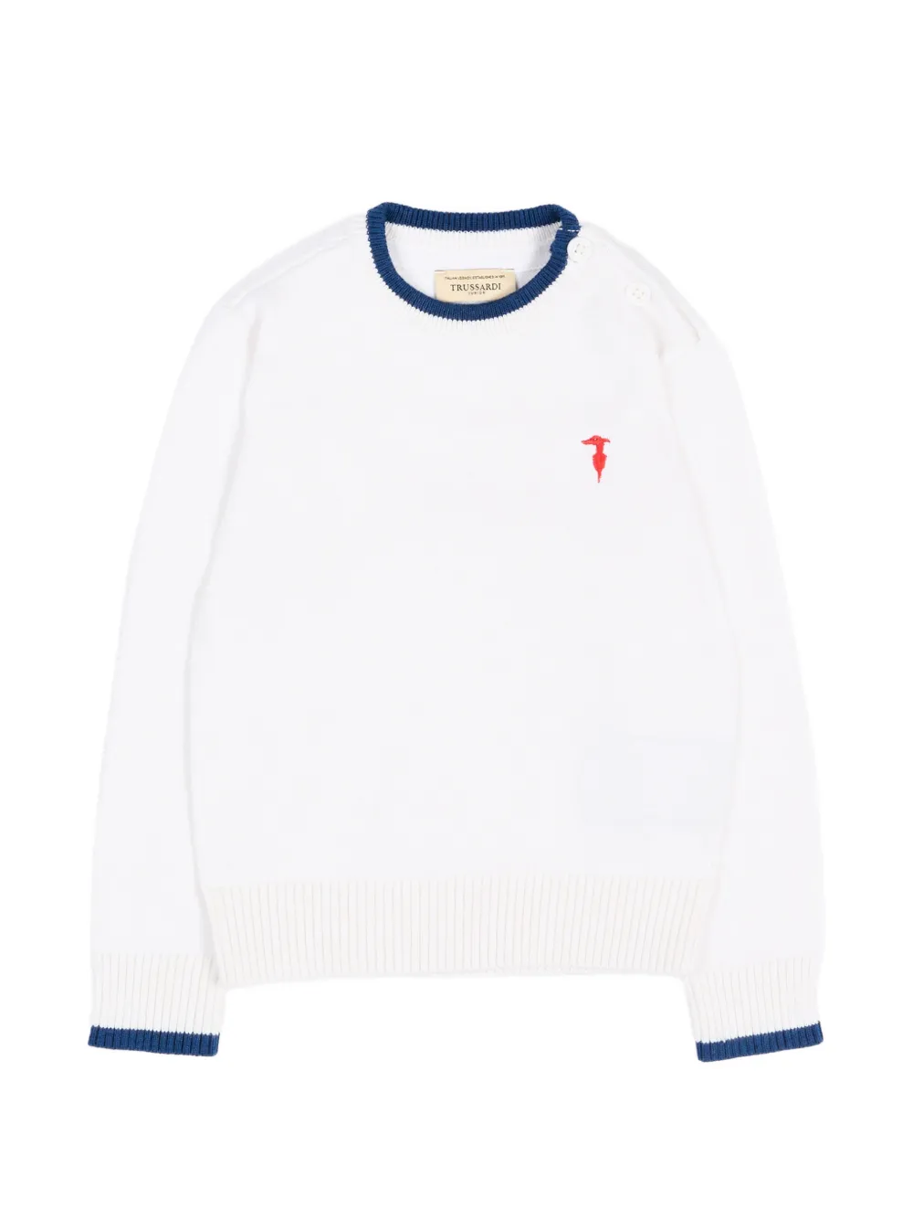 TRUSSARDI JUNIOR logo-embroidered sweater - Bianco