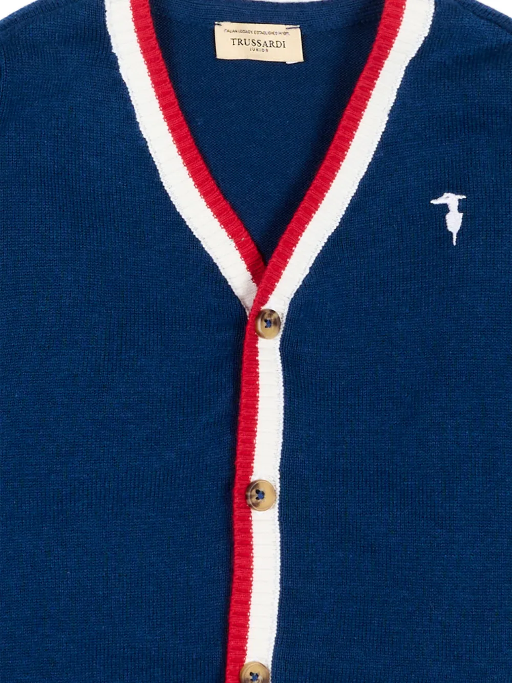  Trussardi Junior V-neck Stripe-trim Cardigan - Blue 