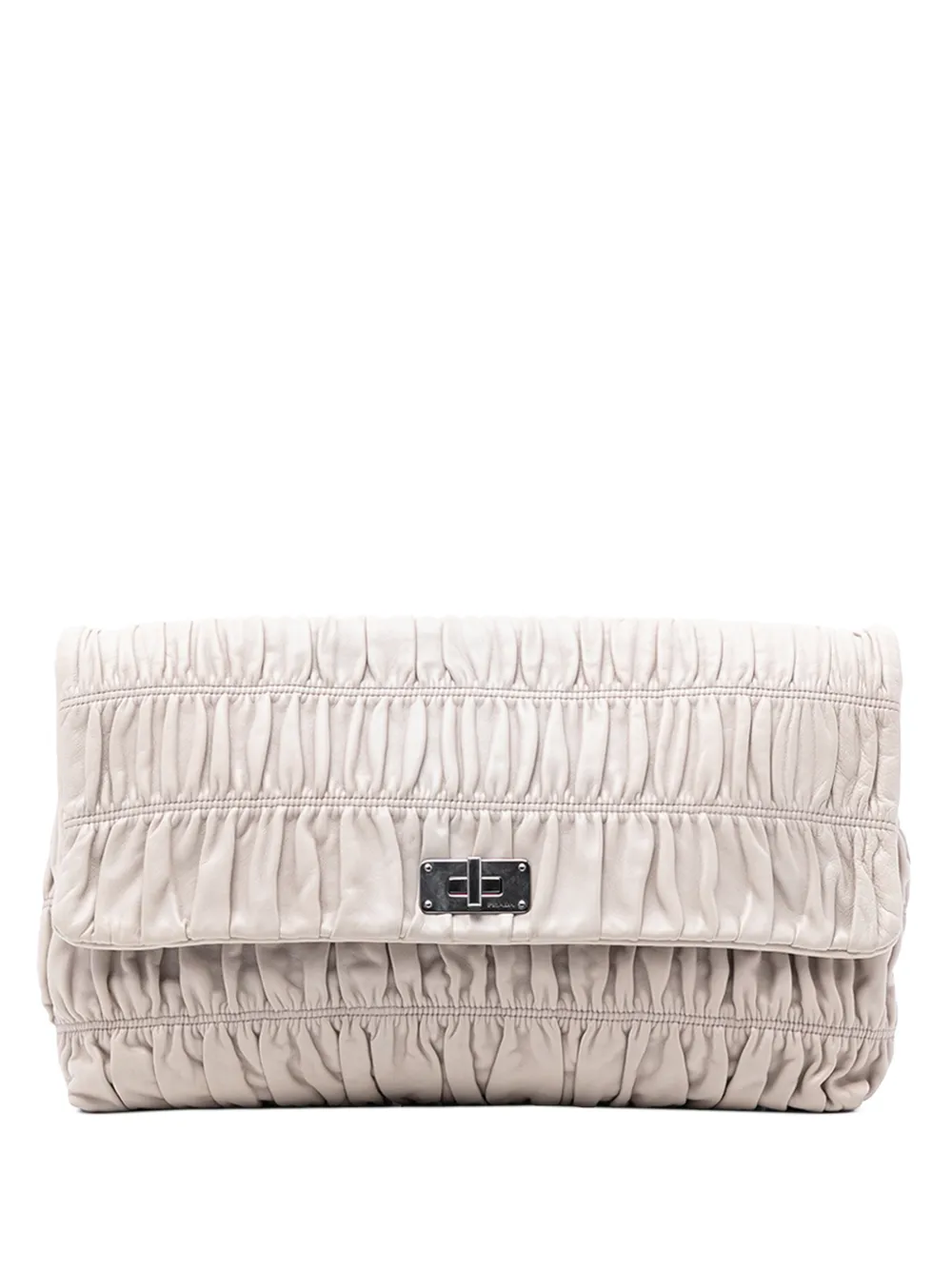 Prada Pre-Owned 2013-2025 Nappa Gaufre Turn Lock clutch bag - Marrone