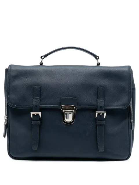 Prada Pre-Owned 2000-2010 Saffiano Double Buckle Briefcase business bag