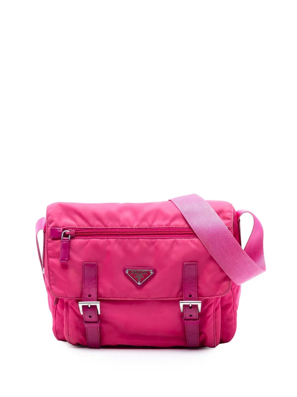 Prada Pre-Owned 2013-2025 Tessuto Zip Double Buckle Messenger Bag crossbody bag - Rosa