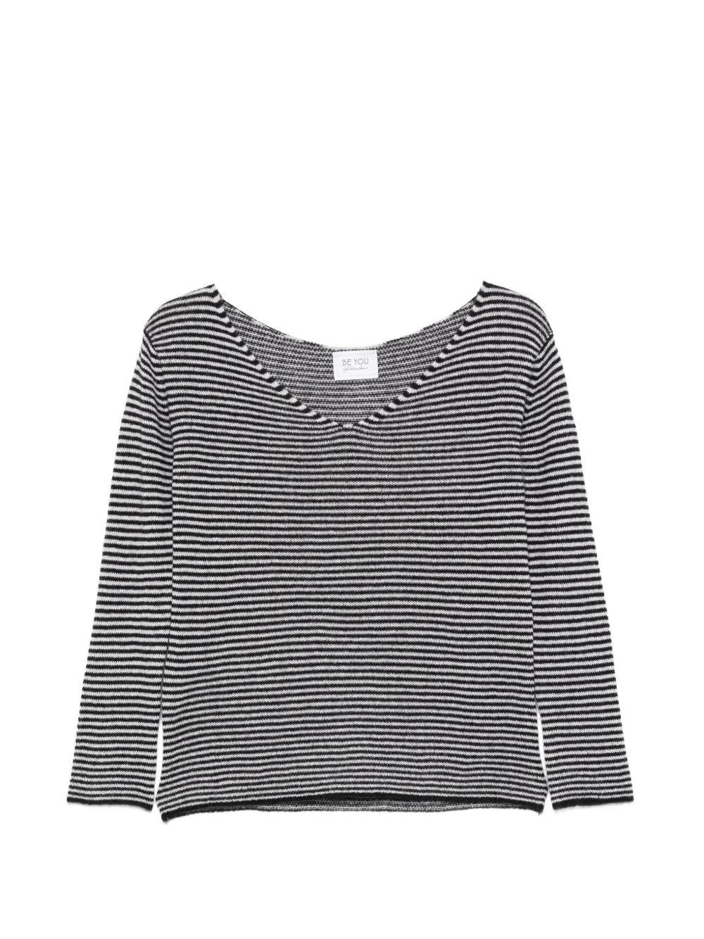 BeYou striped V-neck sweater - Nero