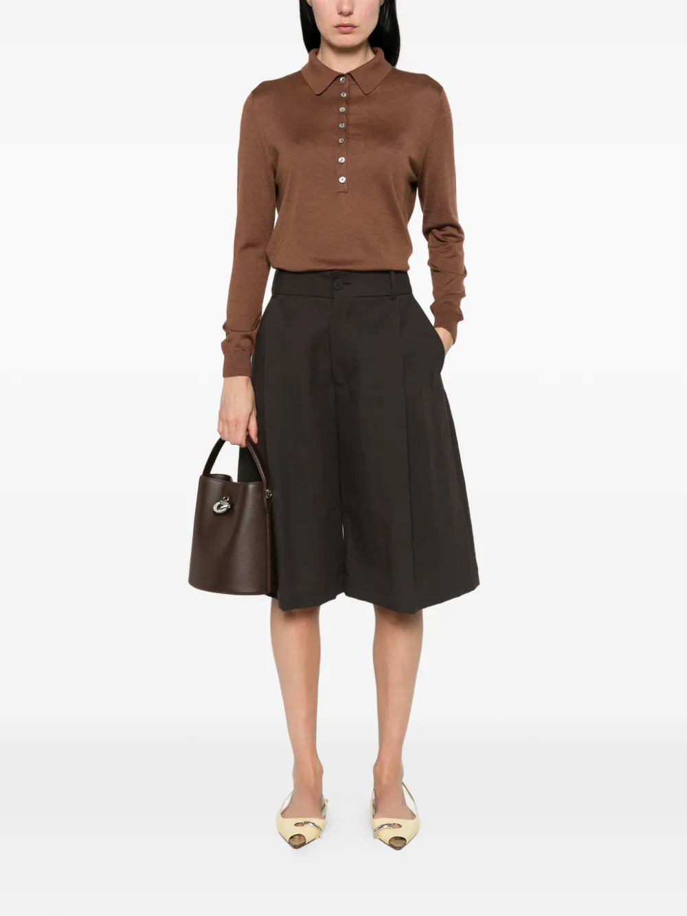  Beyou Buttoned Polo Shirt - Brown 