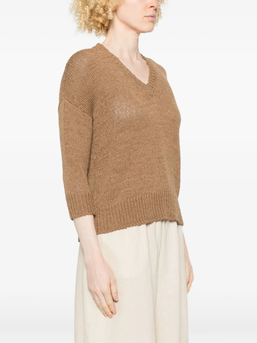  Base V-neck Sweater - Brown 