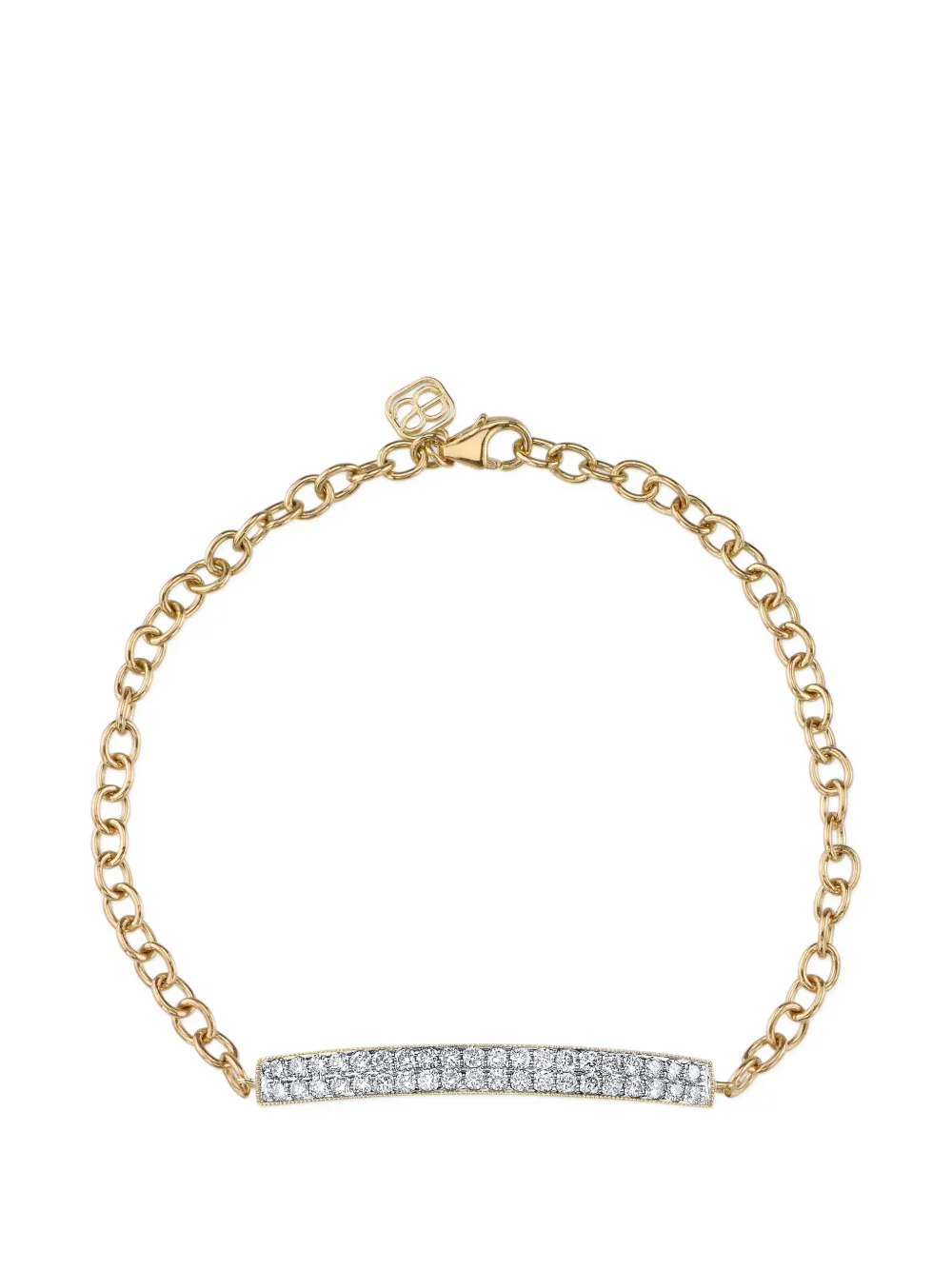 Sydney Evan yellow gold Link Bar pavé bracelet
