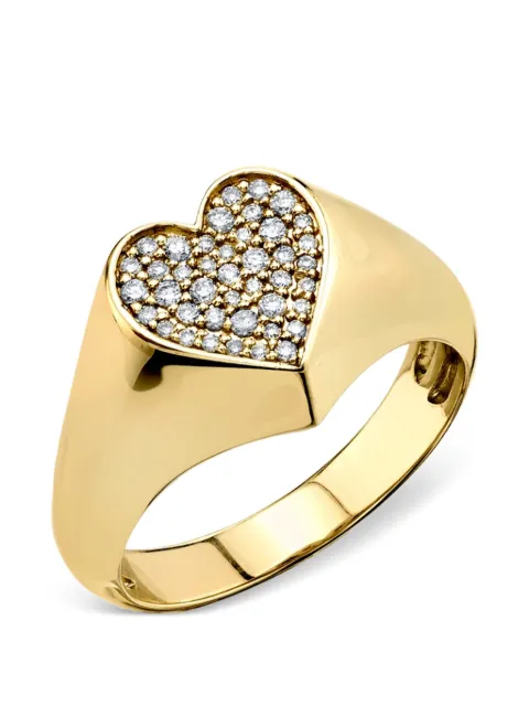 Sydney Evan 14kt yellow gold heart-embellished signet ring