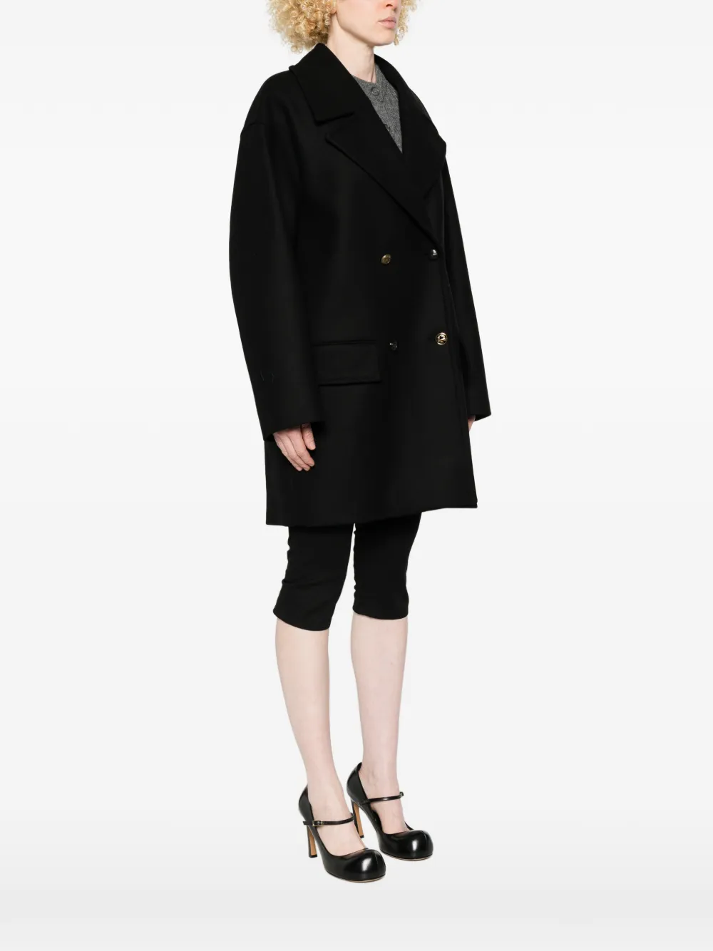  Moschino Double-breasted Coat - Black 