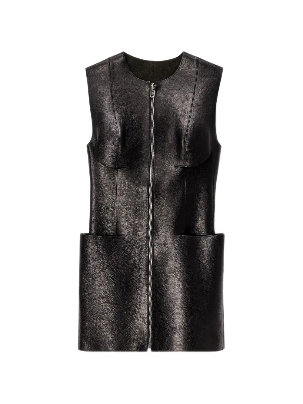 Alexander Wang Slashed Leather Mini Dress | Black | FARFETCH