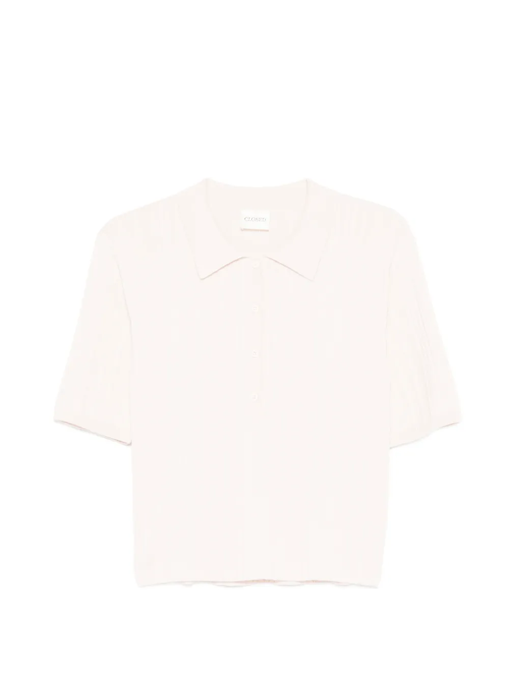 Closed ribbed buttoned polo top - Rosa