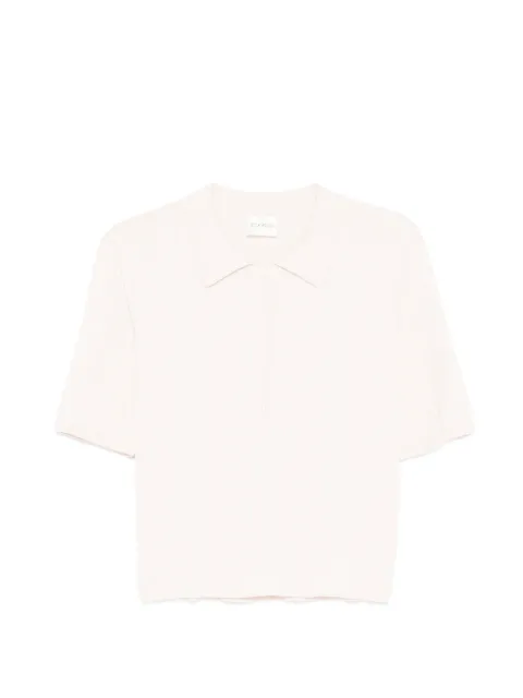 Closed ribbed buttoned polo top