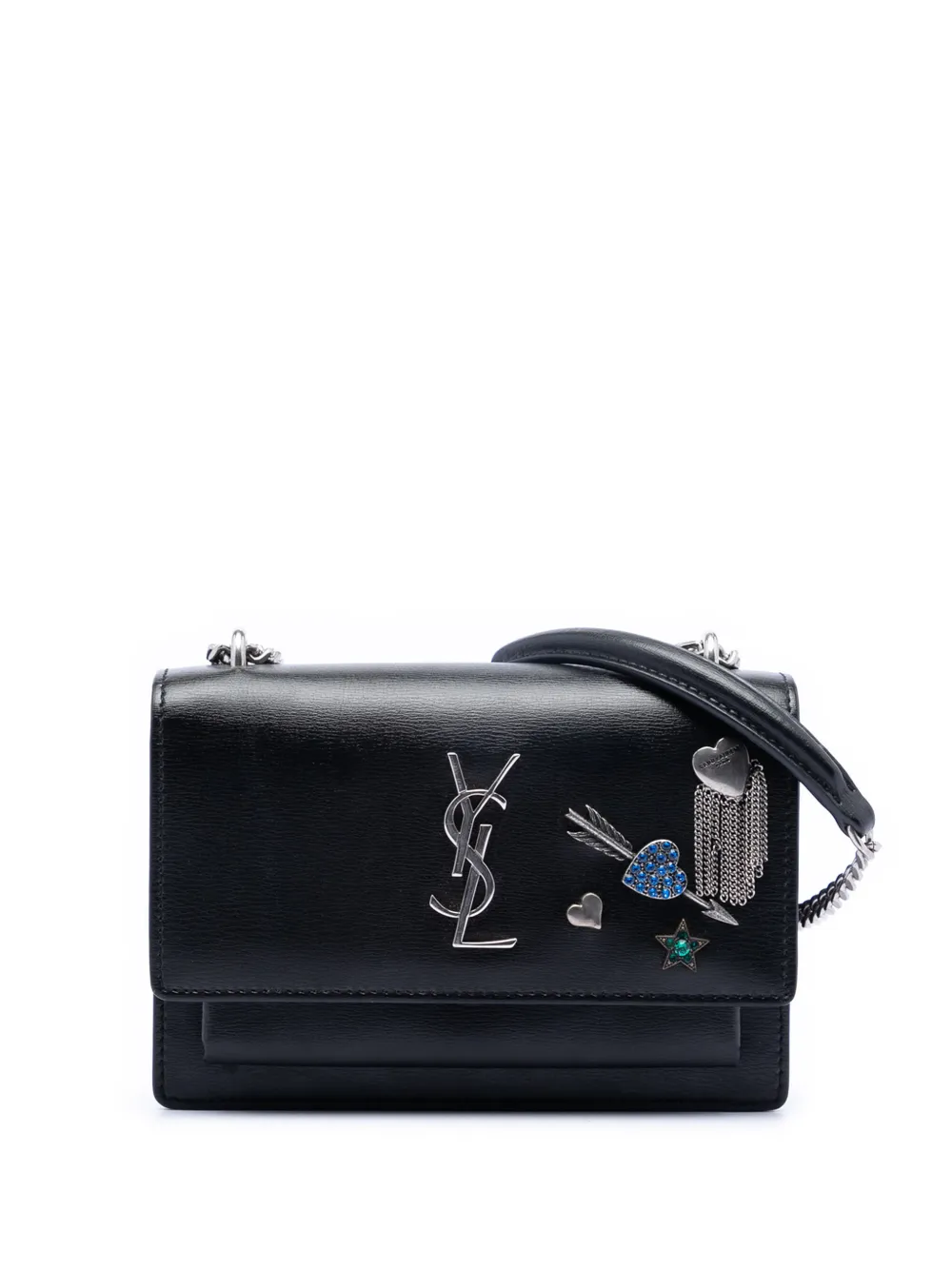 Saint Laurent Pre-Owned 2017 Mini Calfskin Monogram Lucky Charms Sunset Wallet on Chain crossbody bag - Nero