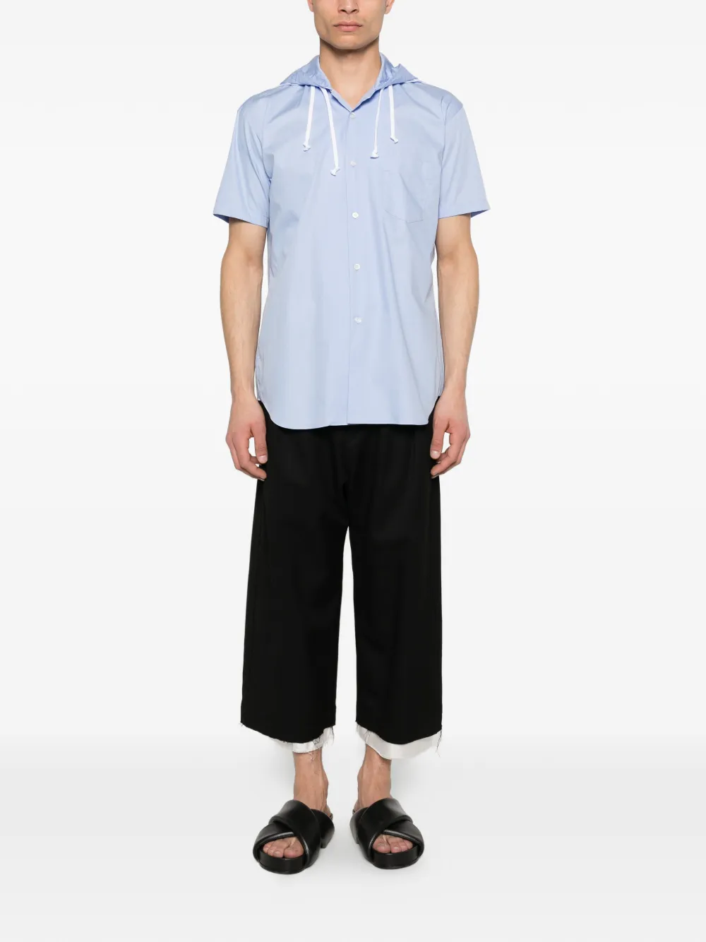  Comme Des Garçons Shirt Hooded Stripe-pattern Shirt - Blue 