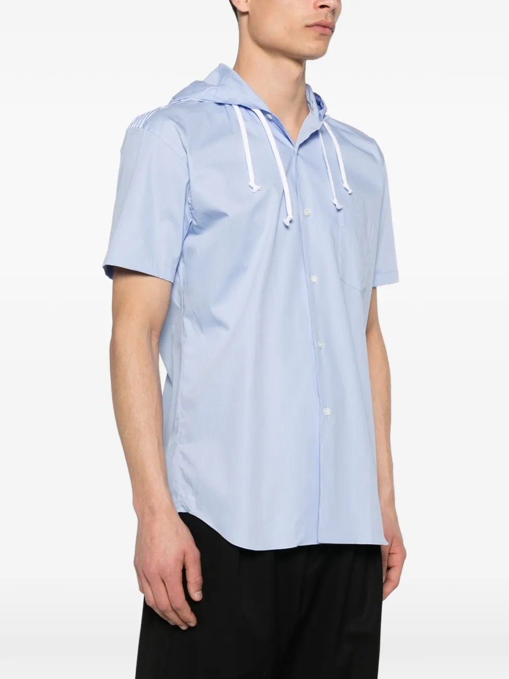  Comme Des Garçons Shirt Hooded Stripe-pattern Shirt - Blue 