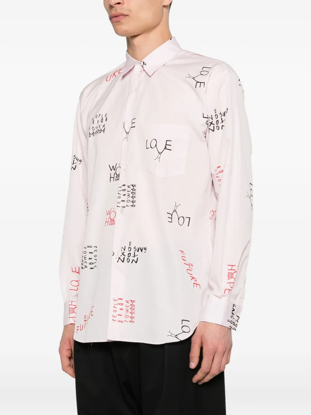 Comme Des Garçons Shirt Overhemd met letterprint Roze