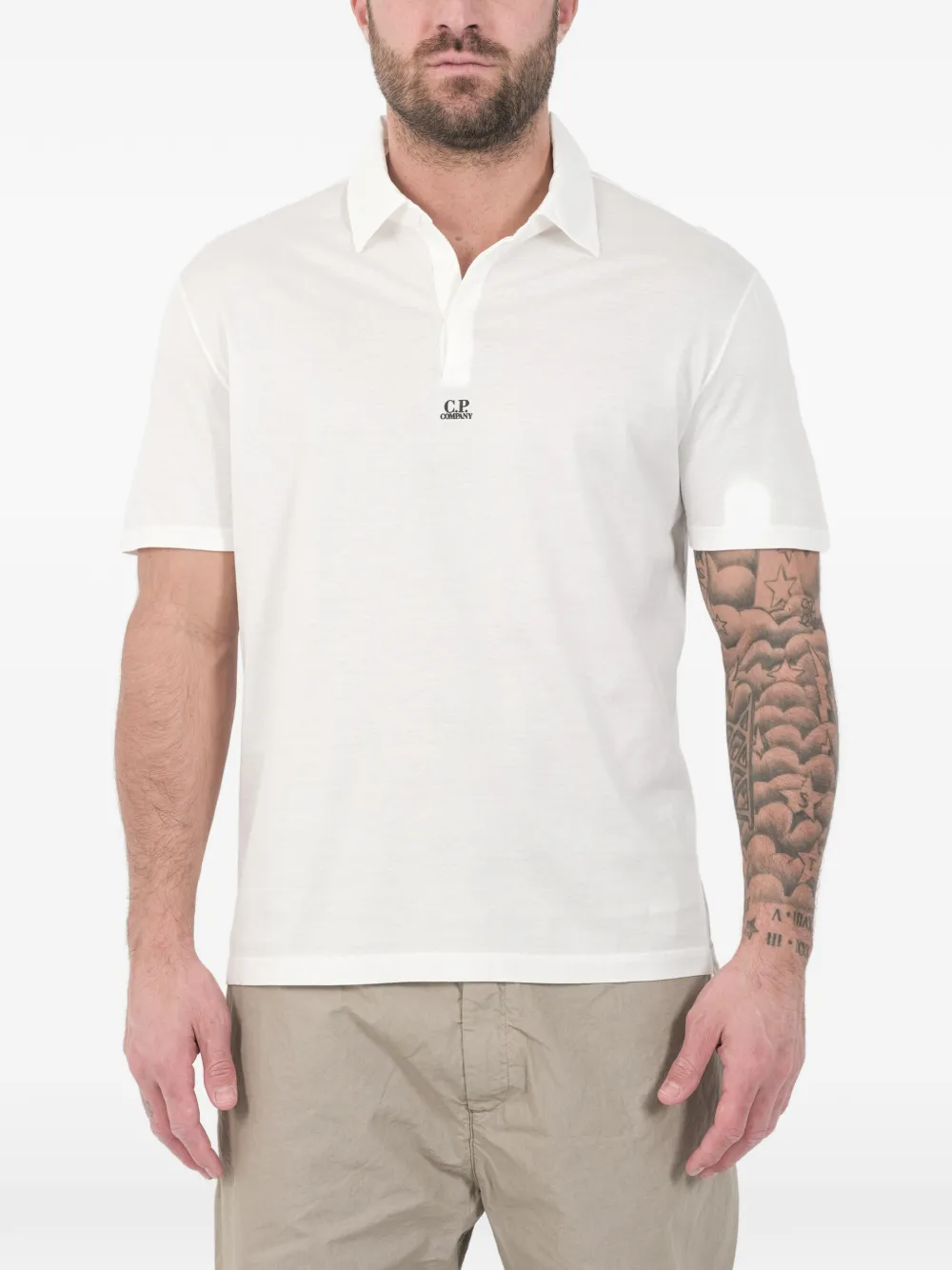 C.P. Company logo detail polo shirt - Weiß