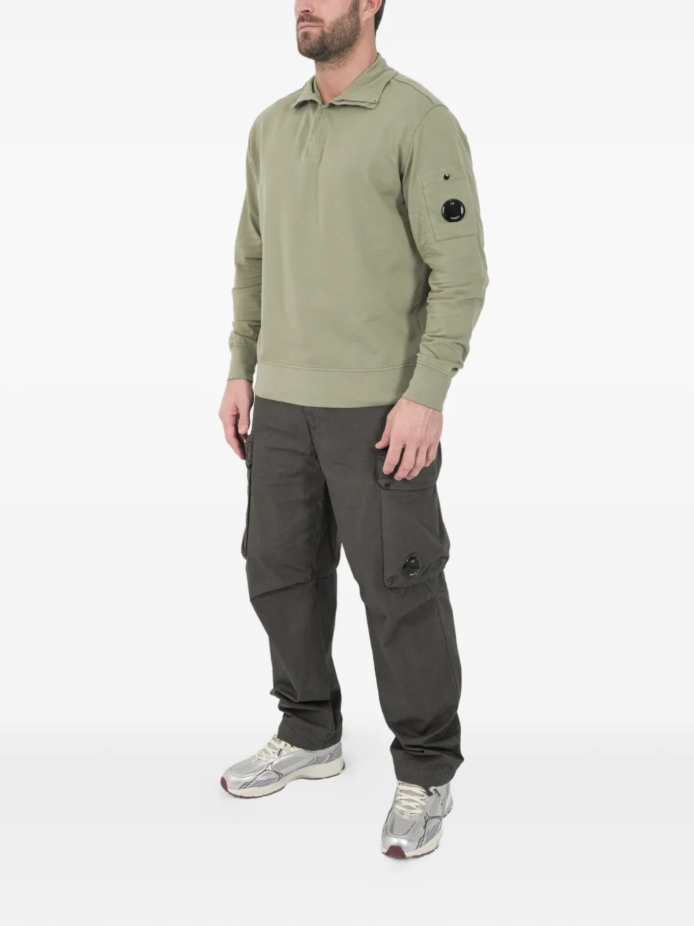 C.P. Company Sweater met rits en zak Groen