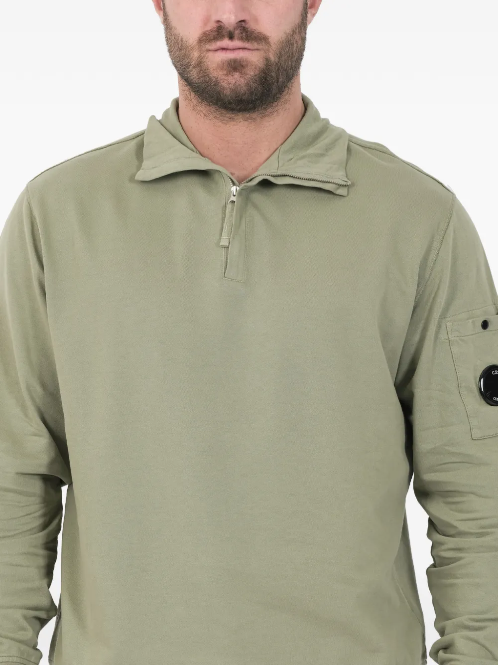 C.P. Company Sweater met rits en zak Groen