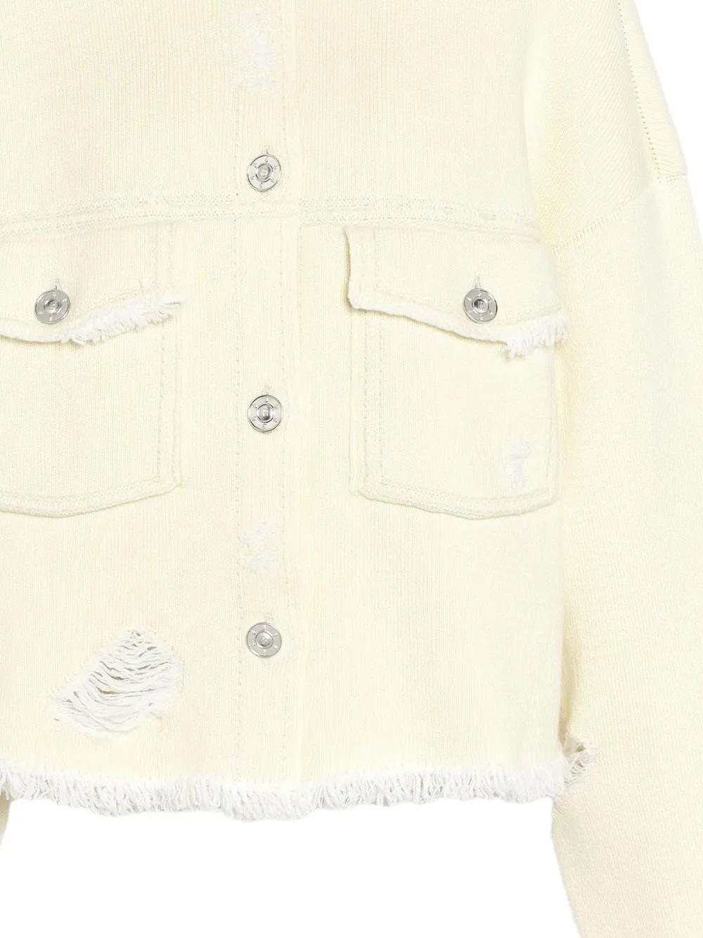  Barrie Fringed-trim Distressed-finish Jacket - Yellow 