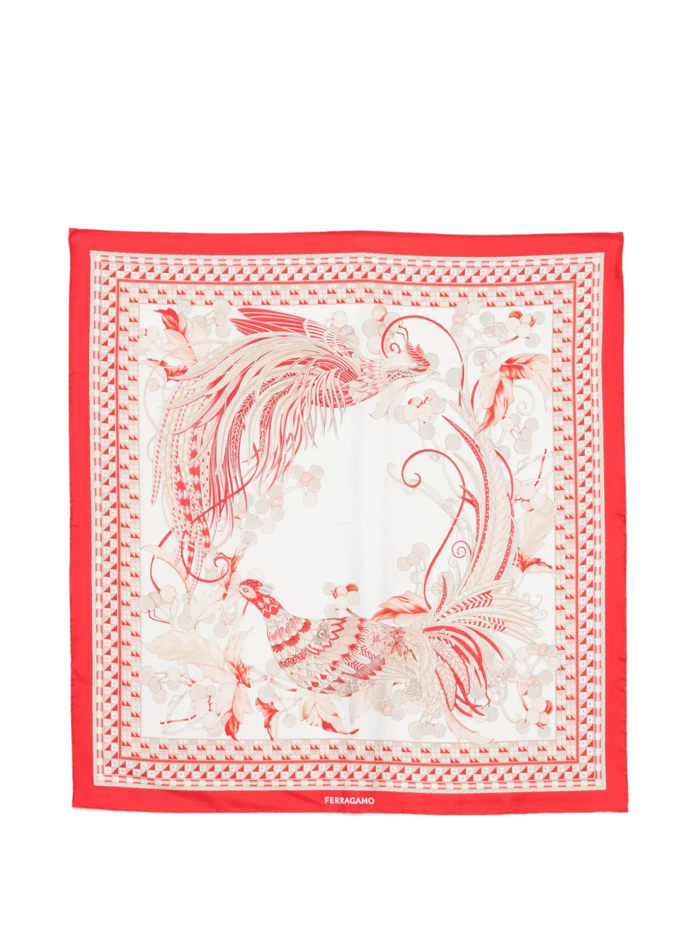 Ferragamo bird print scarf - Bianco