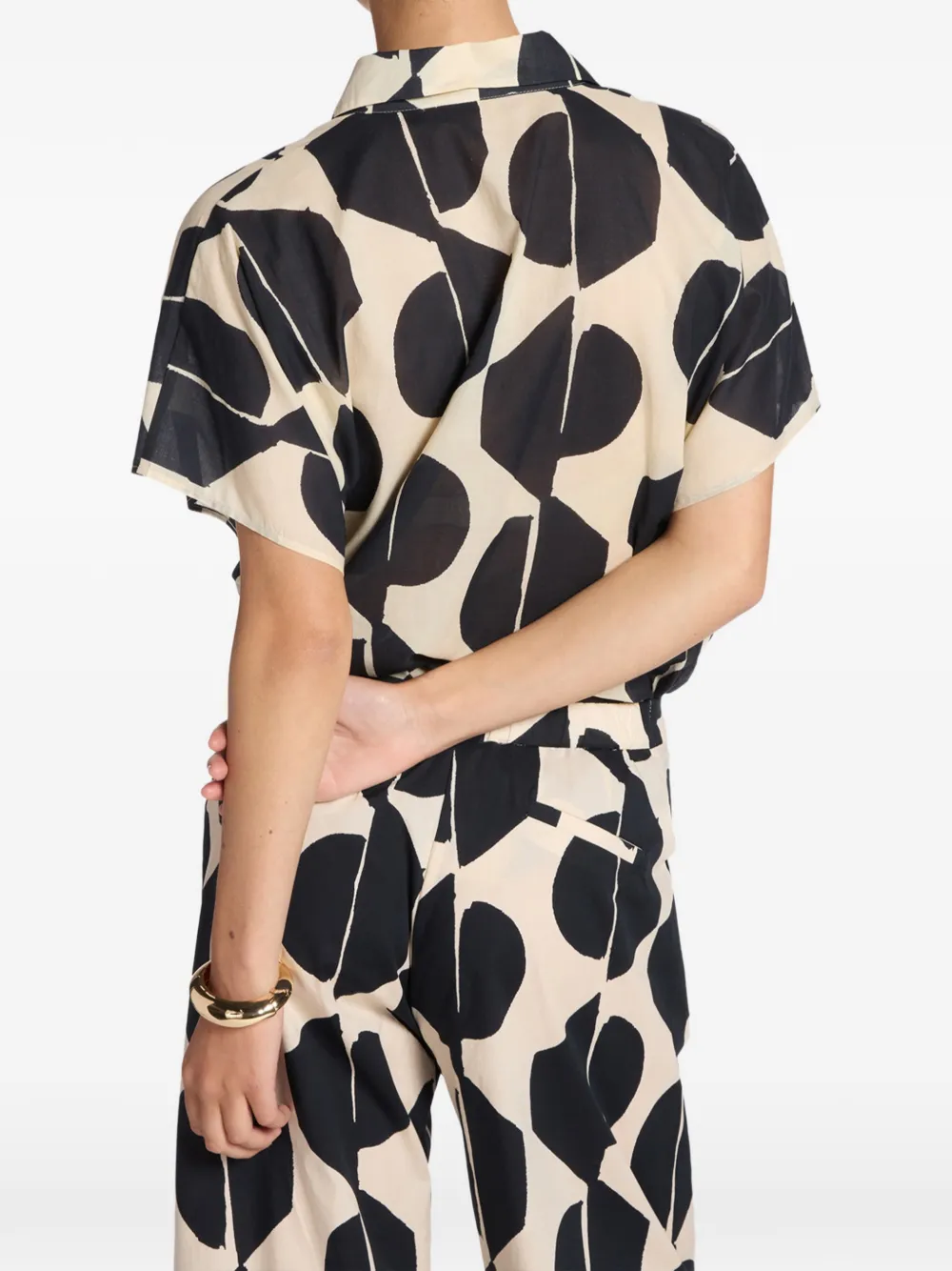  Elena Miro` Printed Cotton Muslin Shirt - Neutrals 