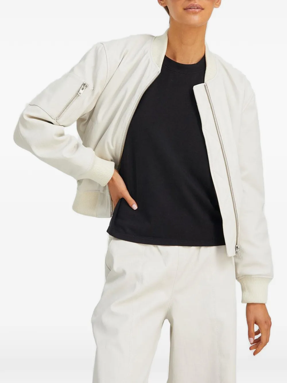  Sprwmn Zip-up Bomber Jacket - Neutrals 