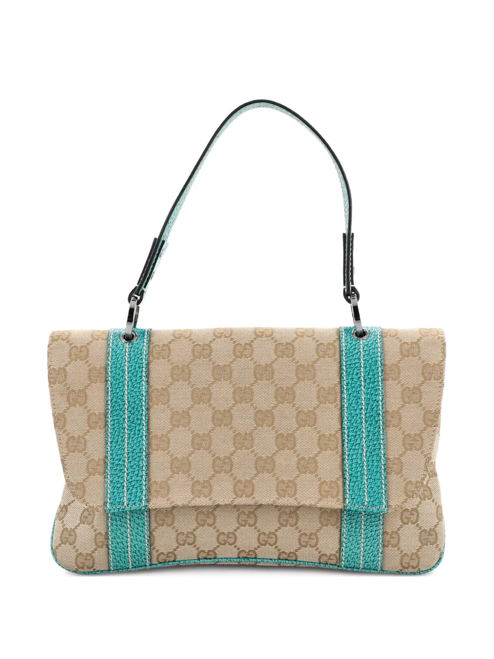 Gucci Pre-Owned Borsa a spalla GG piccola in tela e pelle con battente - Verde