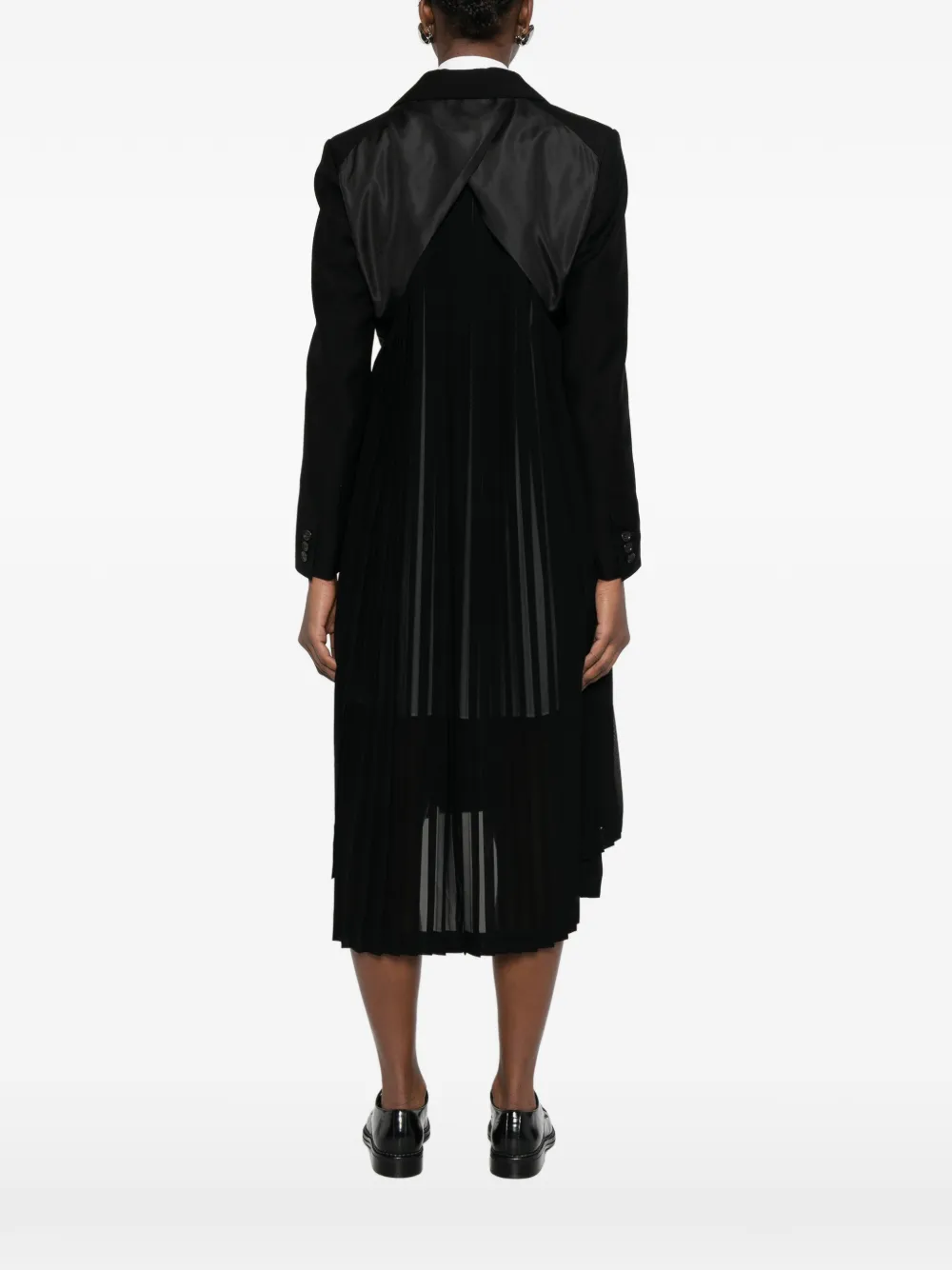 Pleated Blazer-Style Double-Breasted Coat