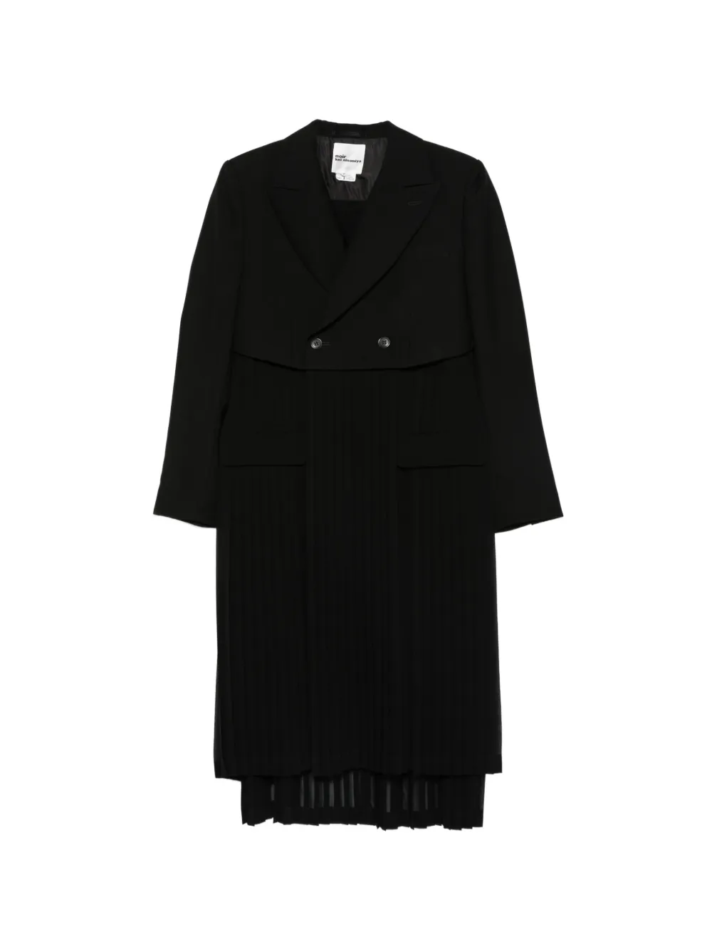 Noir Kei Ninomiya pleated blazer-style double-breasted coat - Black