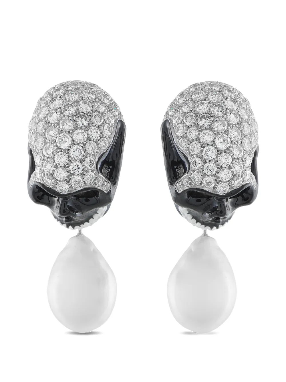 LB Exclusive diamond and pearl skull earrings - Argento