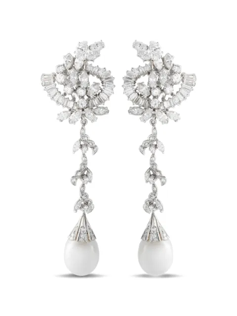 LB Exclusive pendientes con colgante de perla y diamantes