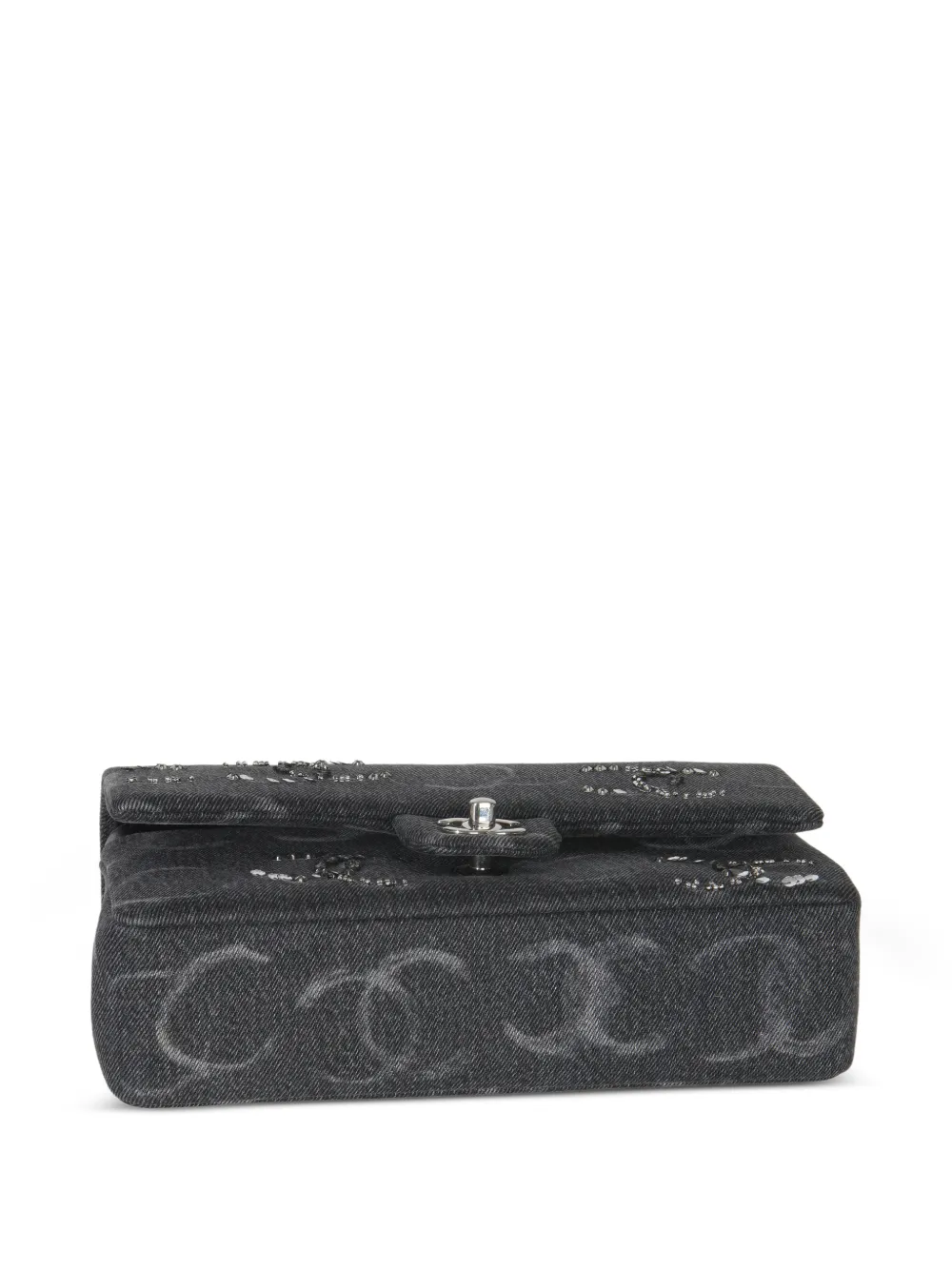 Medium Denim Sequin Cc Classic Double Flap Bag