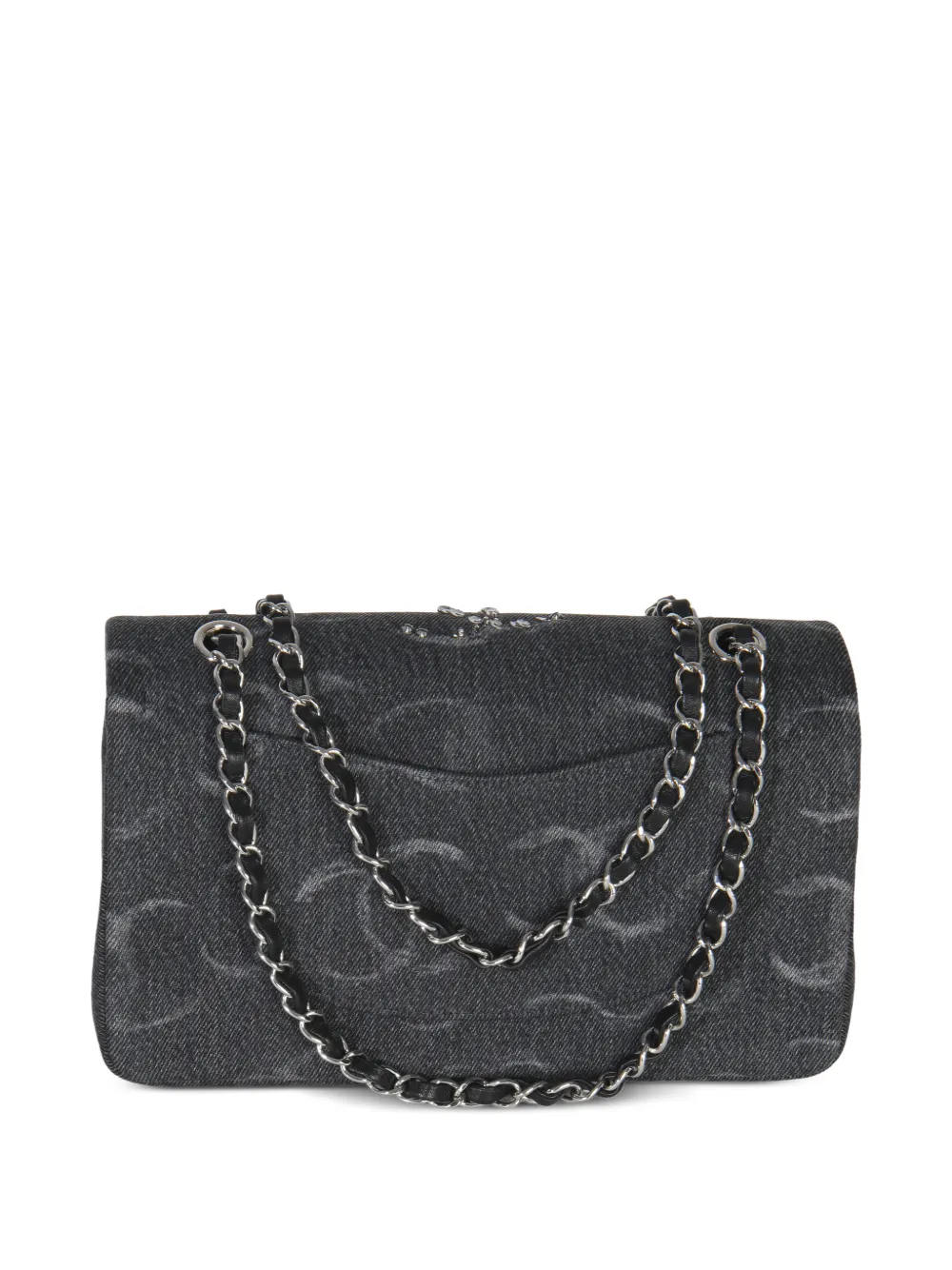  Chanel Pre-owned Medium Denim Sequin Cc Classic Double Flap Bag - Grey 