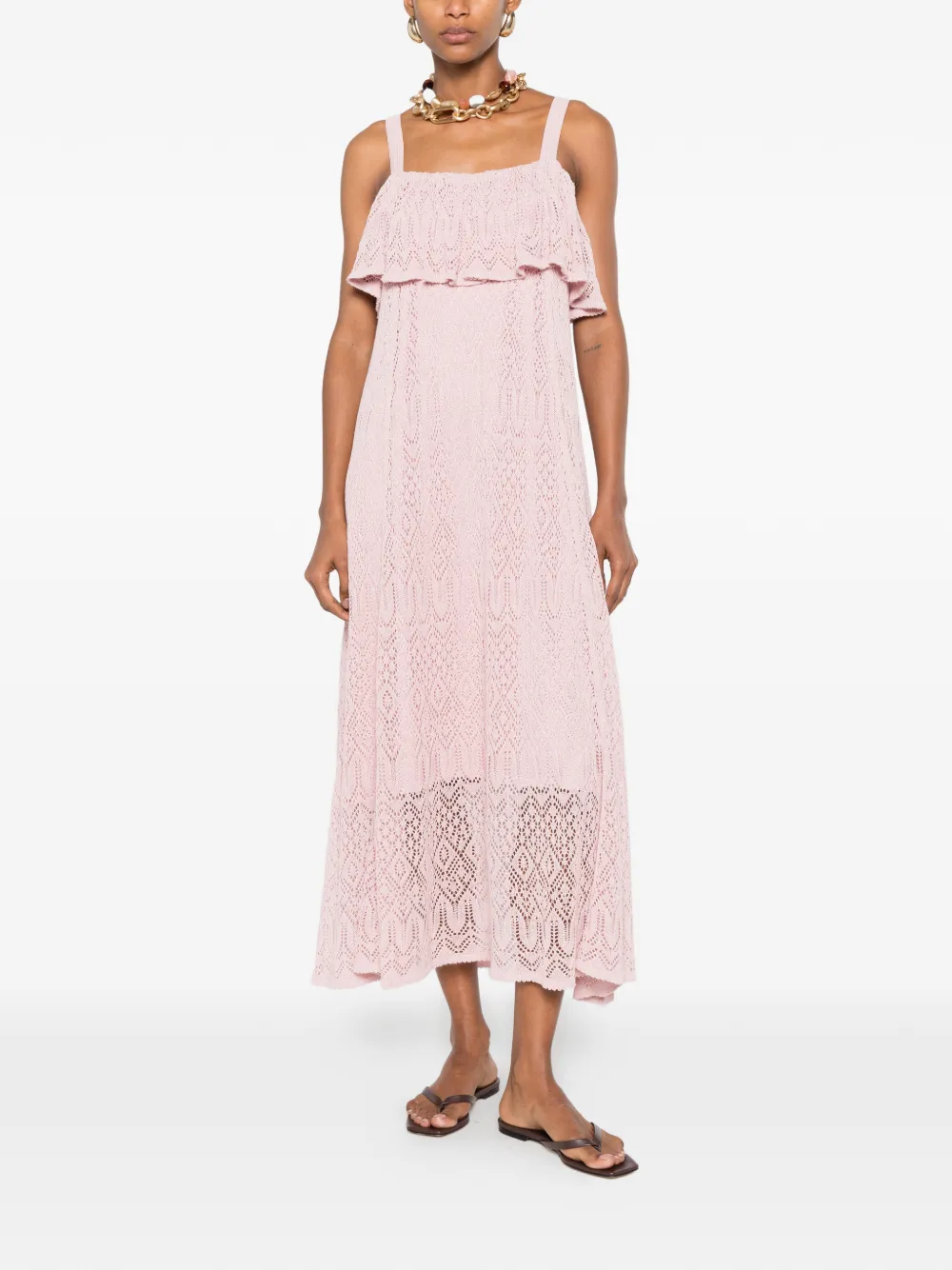ZIMMERMANN Mini-jurk met ruches en kant Roze