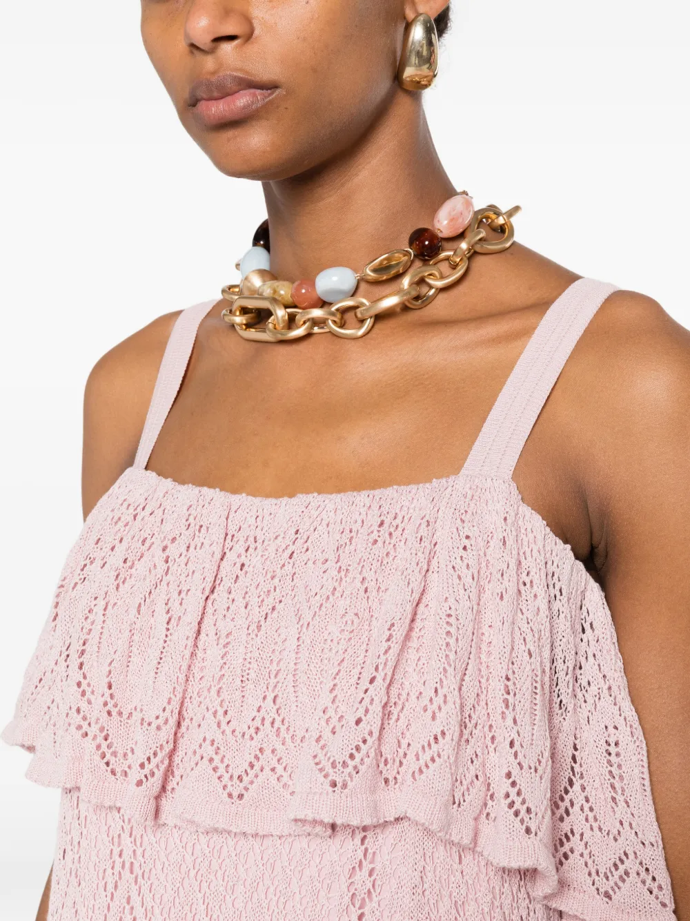 ZIMMERMANN Mini-jurk met ruches en kant Roze