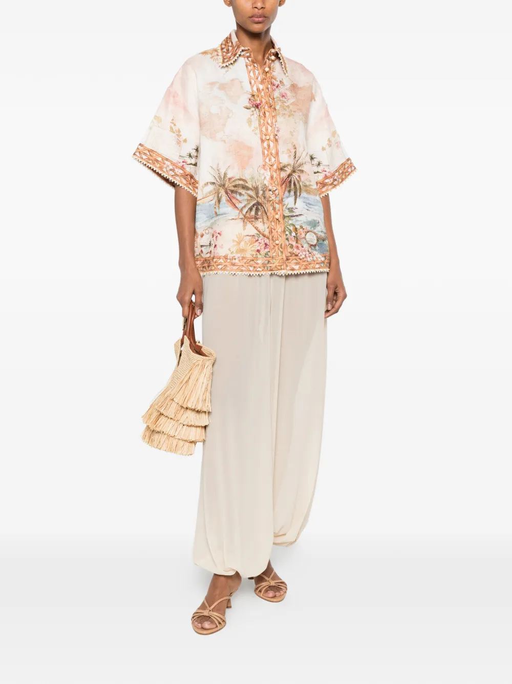 ZIMMERMANN Mahon blouse met print Beige