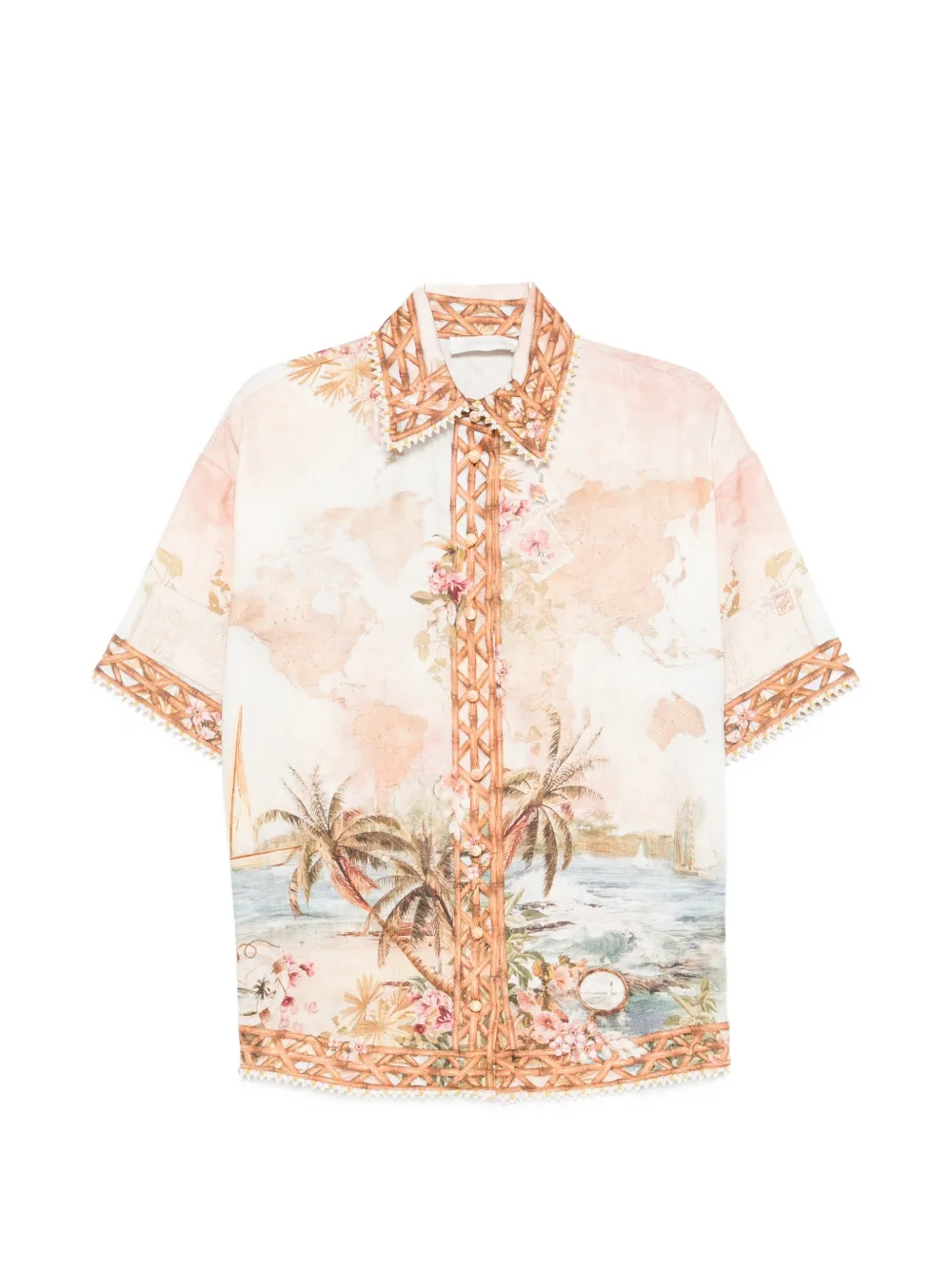 ZIMMERMANN Mahon island-map-print shirt - Rosa