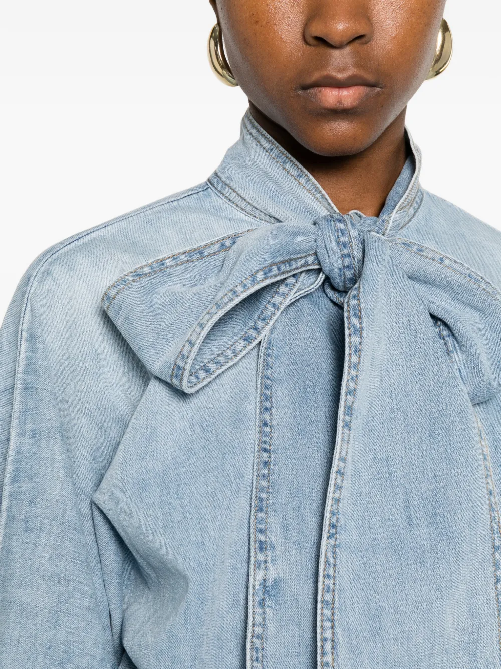 ZIMMERMANN Indra blouse met gestrikte hals Blauw