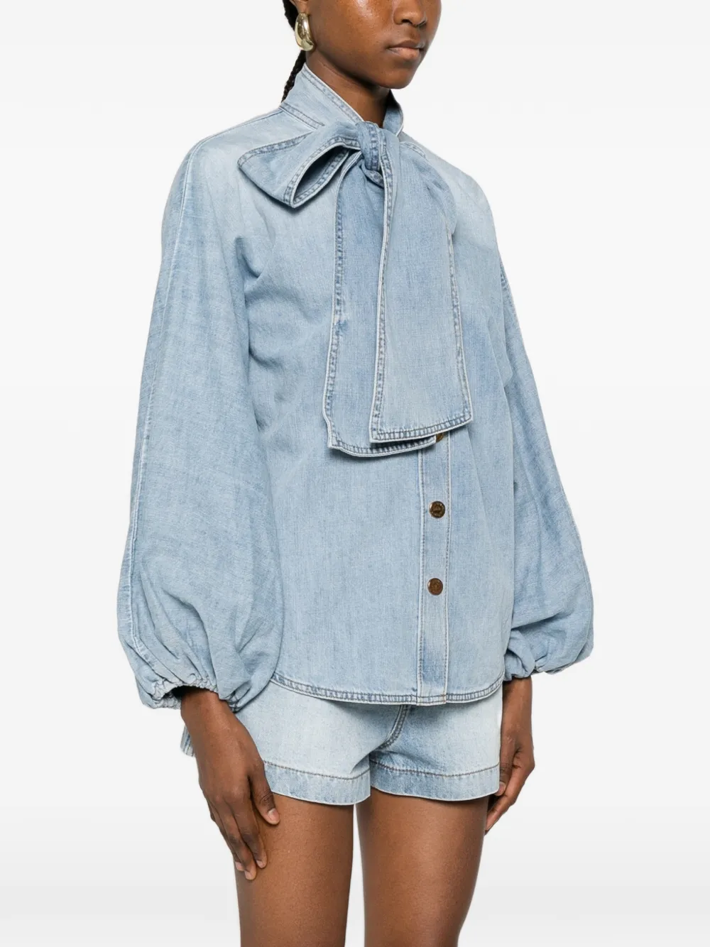 ZIMMERMANN Indra blouse met gestrikte hals Blauw