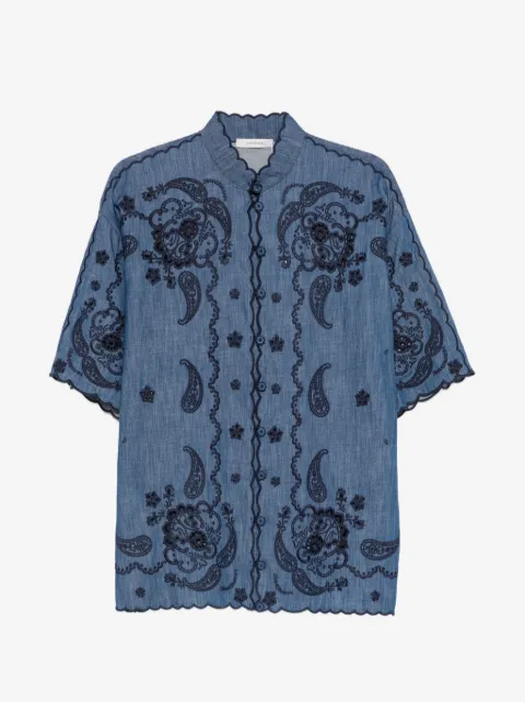 ZIMMERMANN Aster paisley-embroidered scalloped blouse