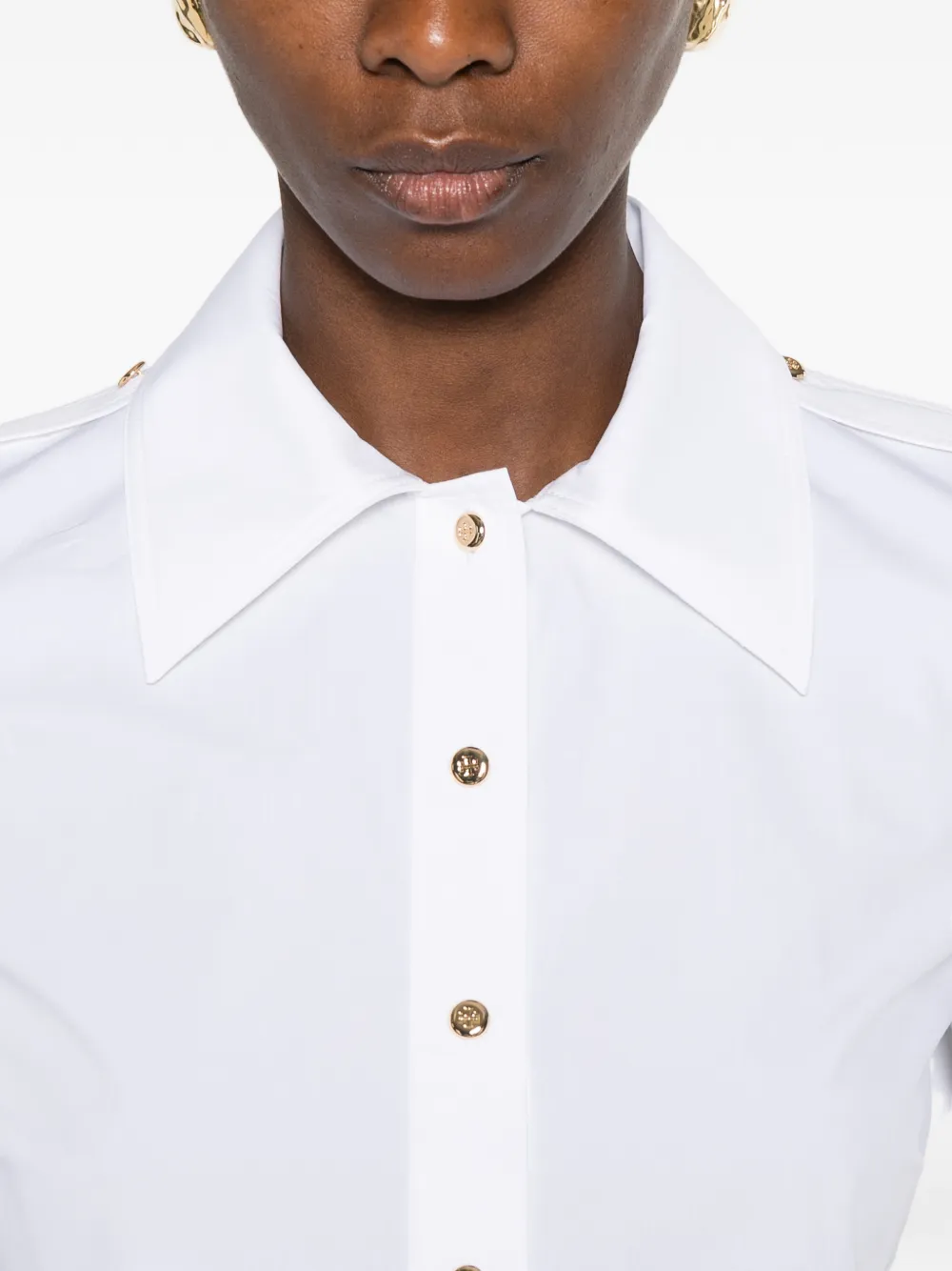 Tory Burch Button-down blouse met epauletten Wit