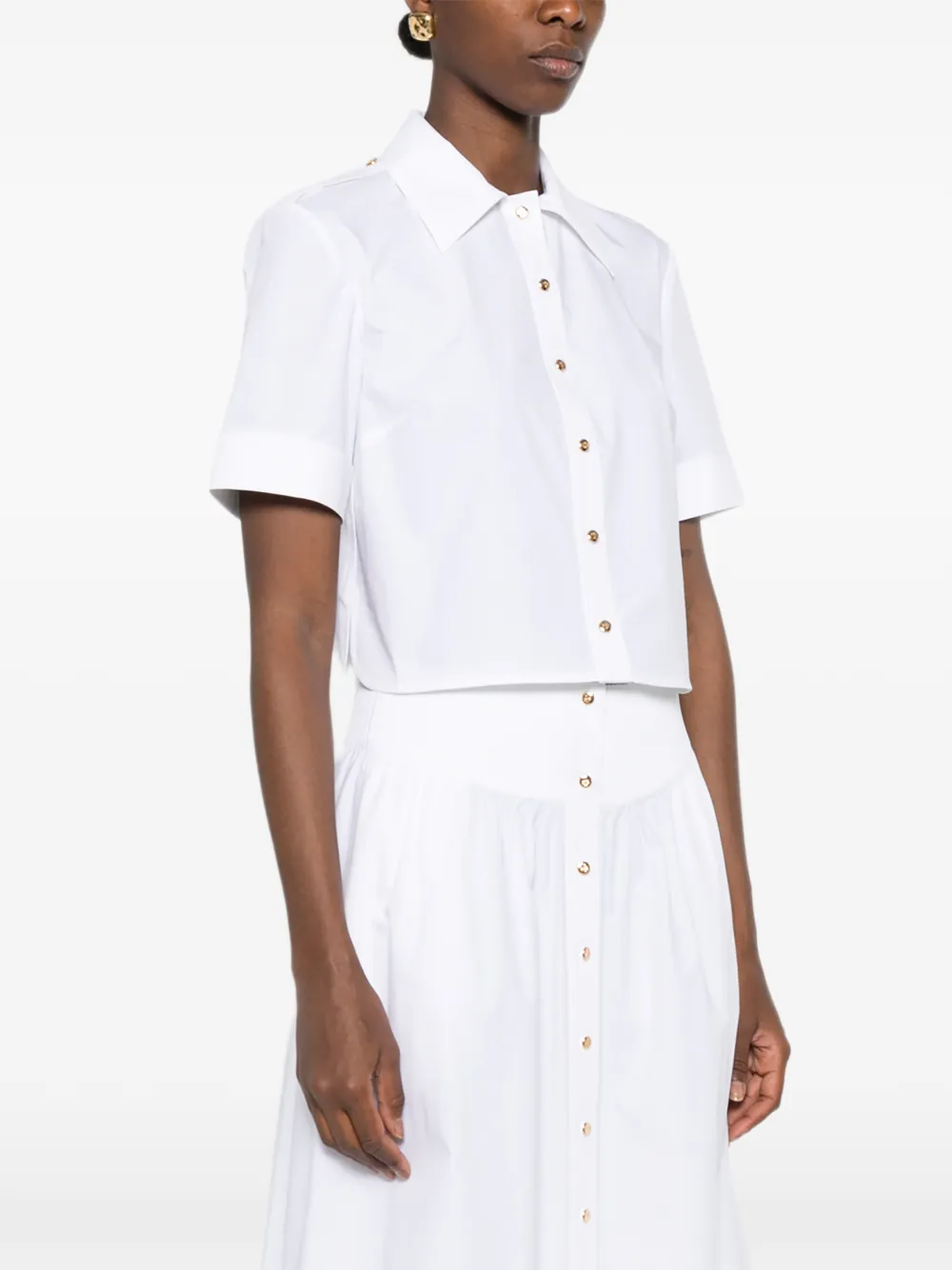 Tory Burch Button-down blouse met epauletten Wit