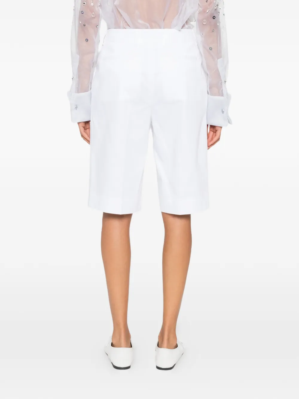 Tory Burch Geplooide shorts met dubbele T Wit