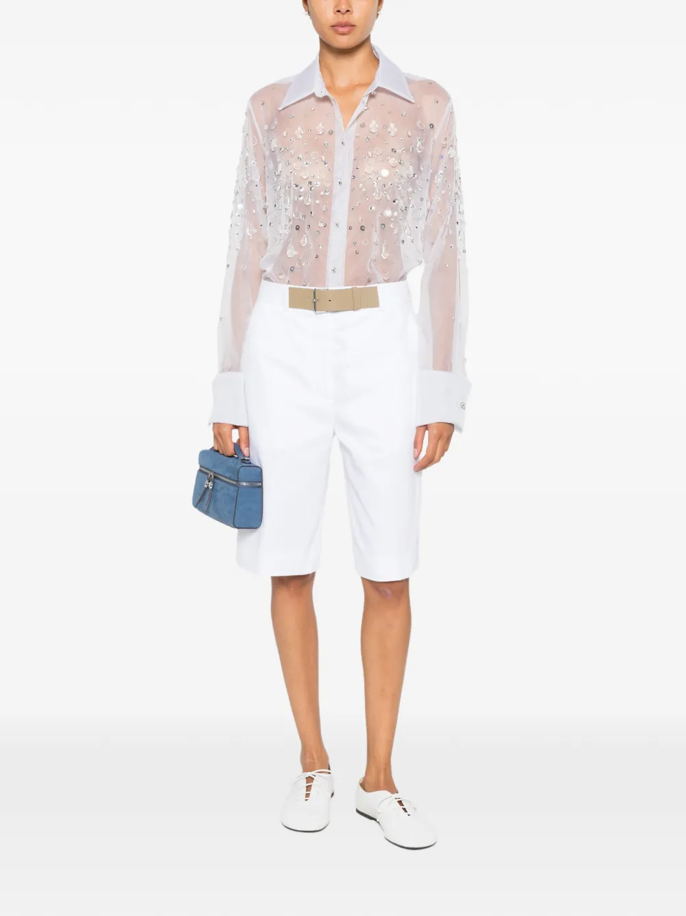  Tory Burch Bermudas Double T - Blanco 