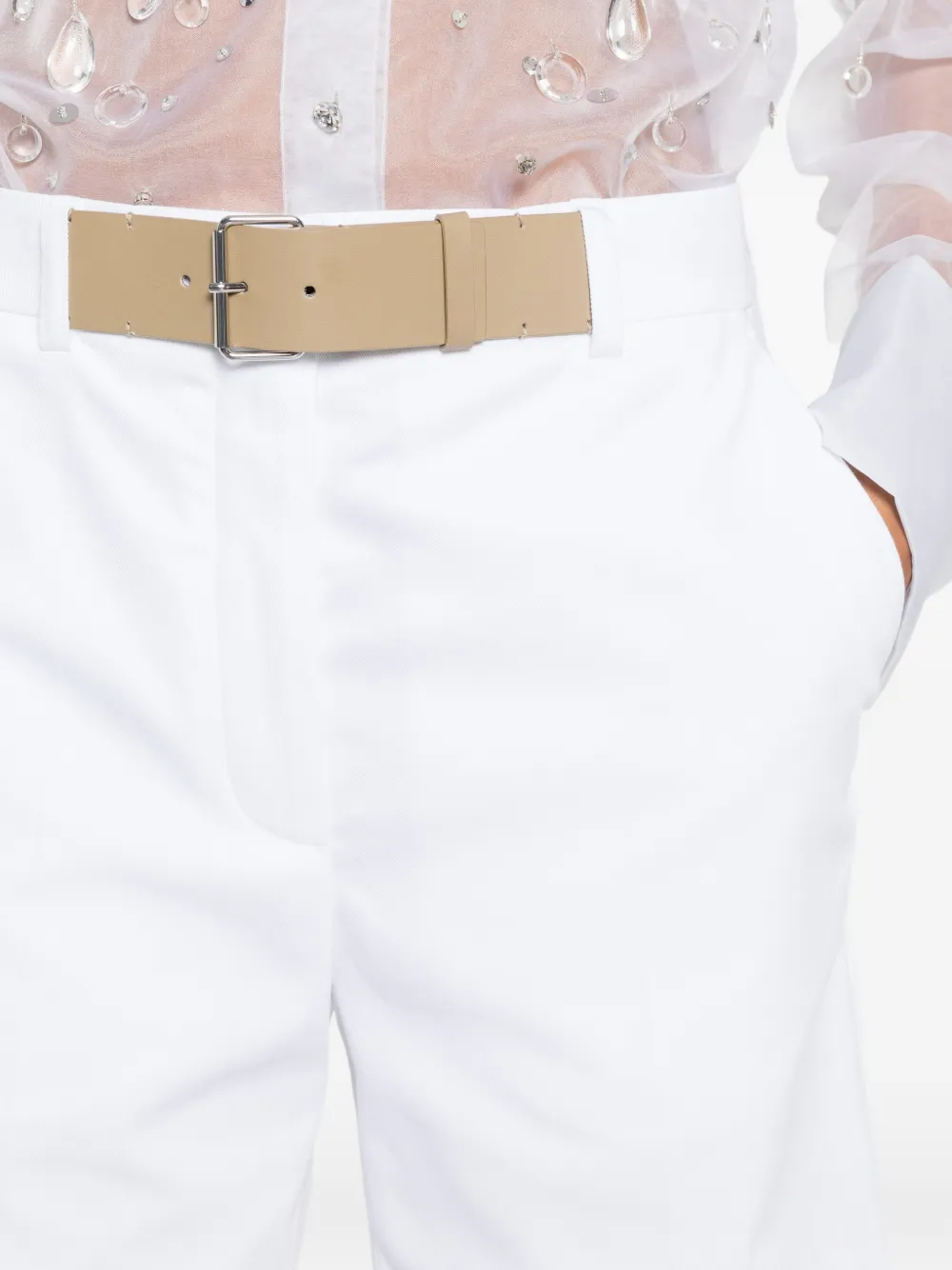 Tory Burch Geplooide shorts met dubbele T Wit