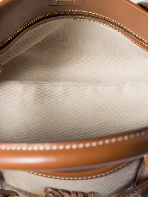 Miu Miu Aventure Canvas And Leather Bag | Neutrals | FARFETCH IN